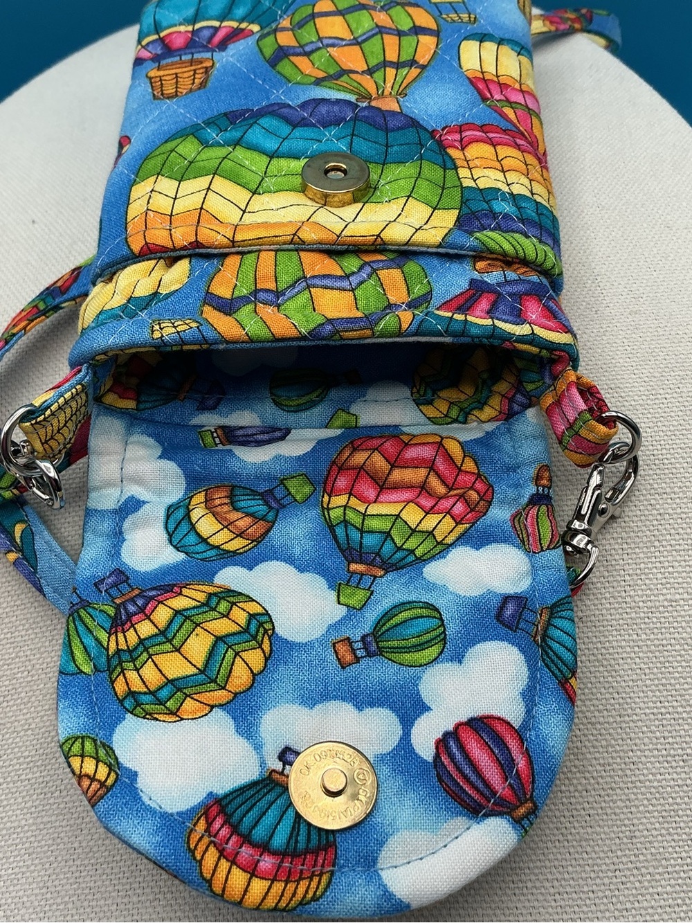 Quilted Hot Air Balloon Crossbody Bag - Blue Multicolor - Picture 3 of 5